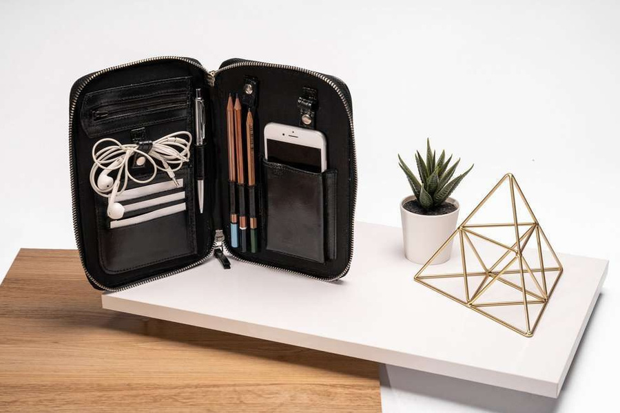 Organizer skórzany Solier czarny SA38 BLACK
