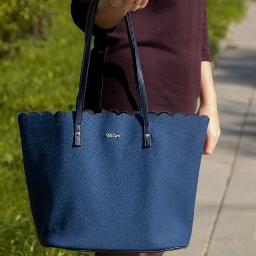 Torebka damska shopper falbanka MILTON ML05 granatowa