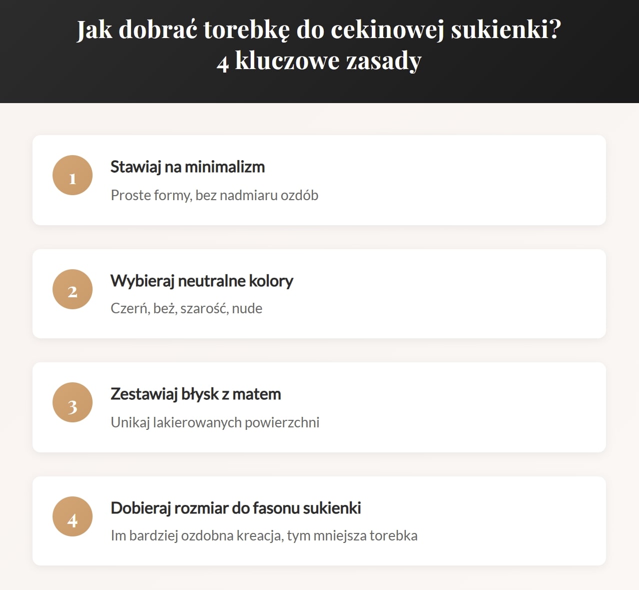 Jak dobrać torebkę do cekinowej sukienki? 4 kluczowe zasady