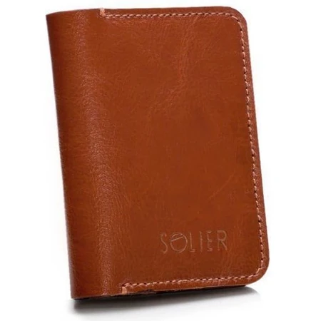 Cienki skórzany portfel męski Solier SW11 brązowy