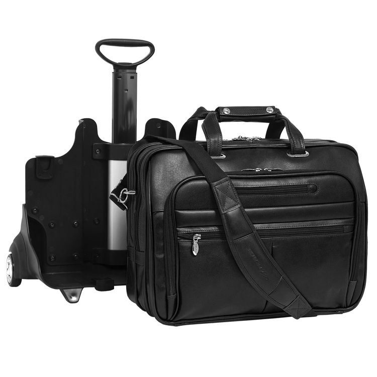 Skórzana torba męska 2w1 na kółkach, podróżna, na laptopa 17" Mcklein Ohare 86535 czarna